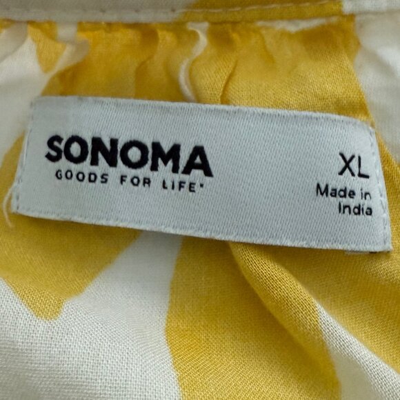 Sonoma Yellow White Floral Flutter‎ Short Sleeve Top Size XL - Picture 6 of 8